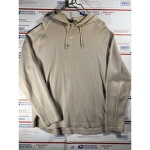 VTG Nike Centre Swoosh Ribbed Knit Corduroy Hoodie  Gray Center Check Y2K 2XL